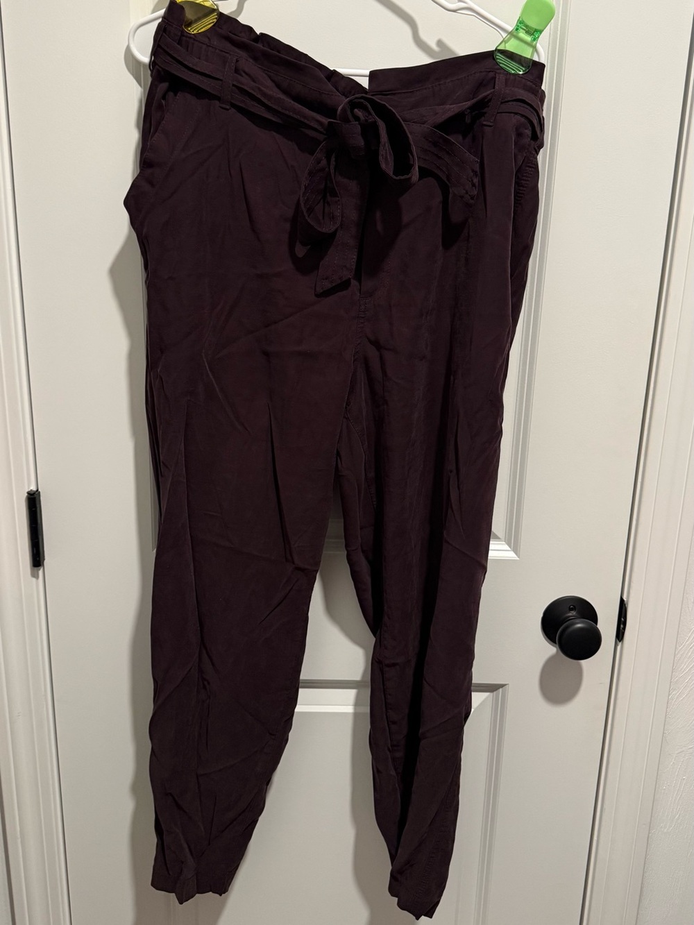 Old Navy - XL High-Waist Tie-Belt Pants, Deep Plum